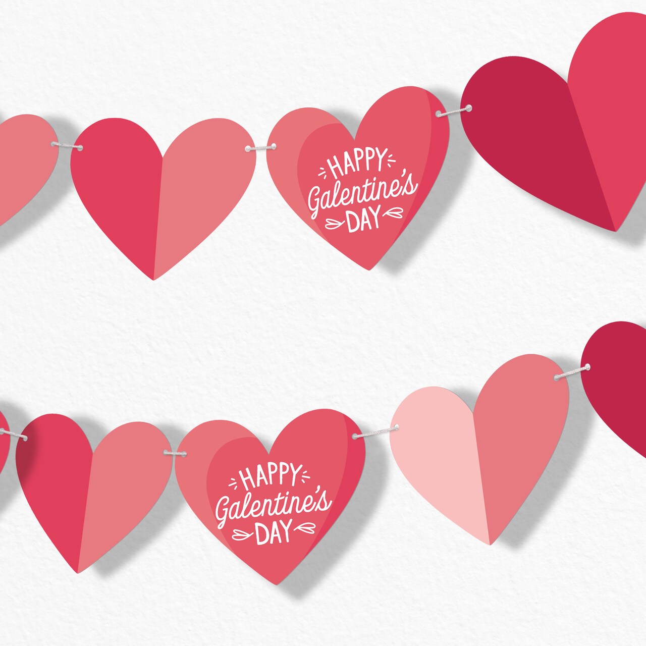 Big Dot of Happiness Happy Galentine’s Day Garland Banner, Valentine’s Day Party Backdrop, 30 Feet of Cord, 15 Double-Sided Paper Heart Shapes